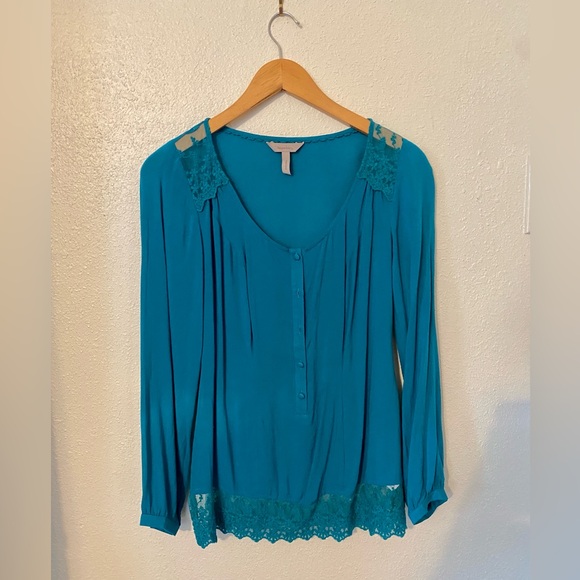 Bravissimo lace trim blouse in teal. US 4/ UK 8 Super Curvy. - Picture 2 of 4